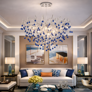 Křišťálový lustr CC335/600CH, 7x G9, chrom a modré krystaly, 60 cm, nastavitelná výška