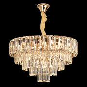 Candelabru Cristal VALMONT Eleganza 8xE14, D50 cm, Auriu, Inaltime Reglabila, Metal si Cristal