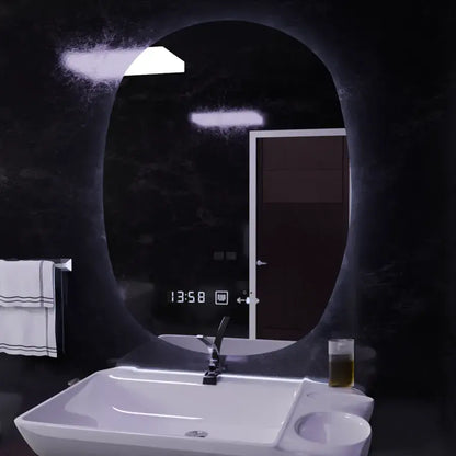 Oval LED Mirror 60x80cm Ranya Sensor Motionglow Marcello Dimable Clock Dezoring System