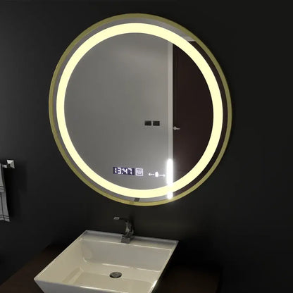 Mirror LED kolem 70 cm Celesti Royale Gold Motiongllow Marcellow Dimable Clock Defrosting System