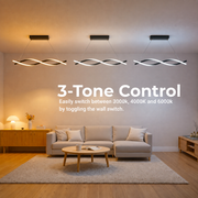Závěsný LED lustr s dálkovým ovládáním, FLUX, 27W, 116cm, studené/teplé/neutrální světlo 3000K/4000K/6000K, stmívatelný, černý, nastavitelná výška, kov a silikon