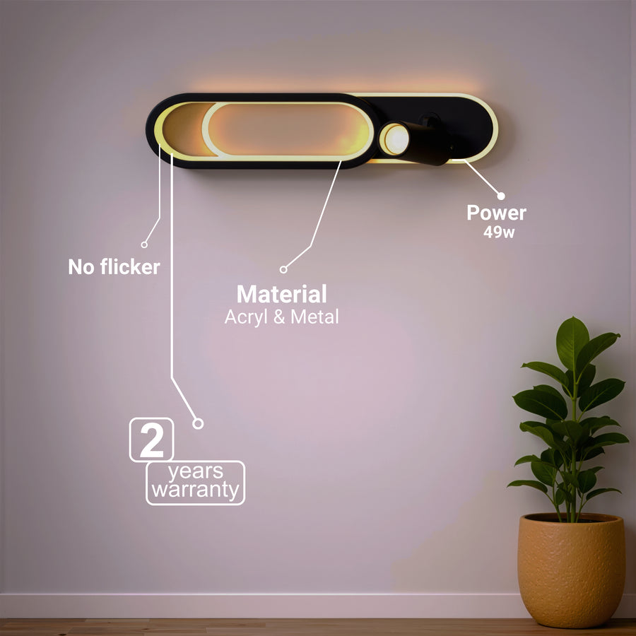 LED lustr s nastavitelným projektorem FISSO Camilla 49W, světlo 3000/4000/6000k, černý