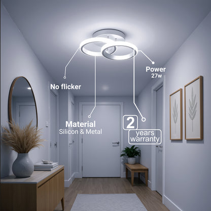 LED lustr VERTEX CIRCULA 21W, 2 kruhy, kovové rámy, studené/teplé/neutrální světlo, bílá