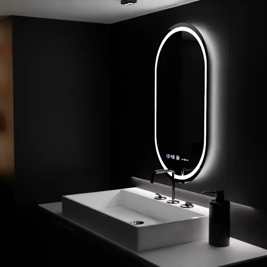 Oválný LED zrcadlo 60x80cm Eminence Motionglow Marcellow Dimable Clock Defrosting System