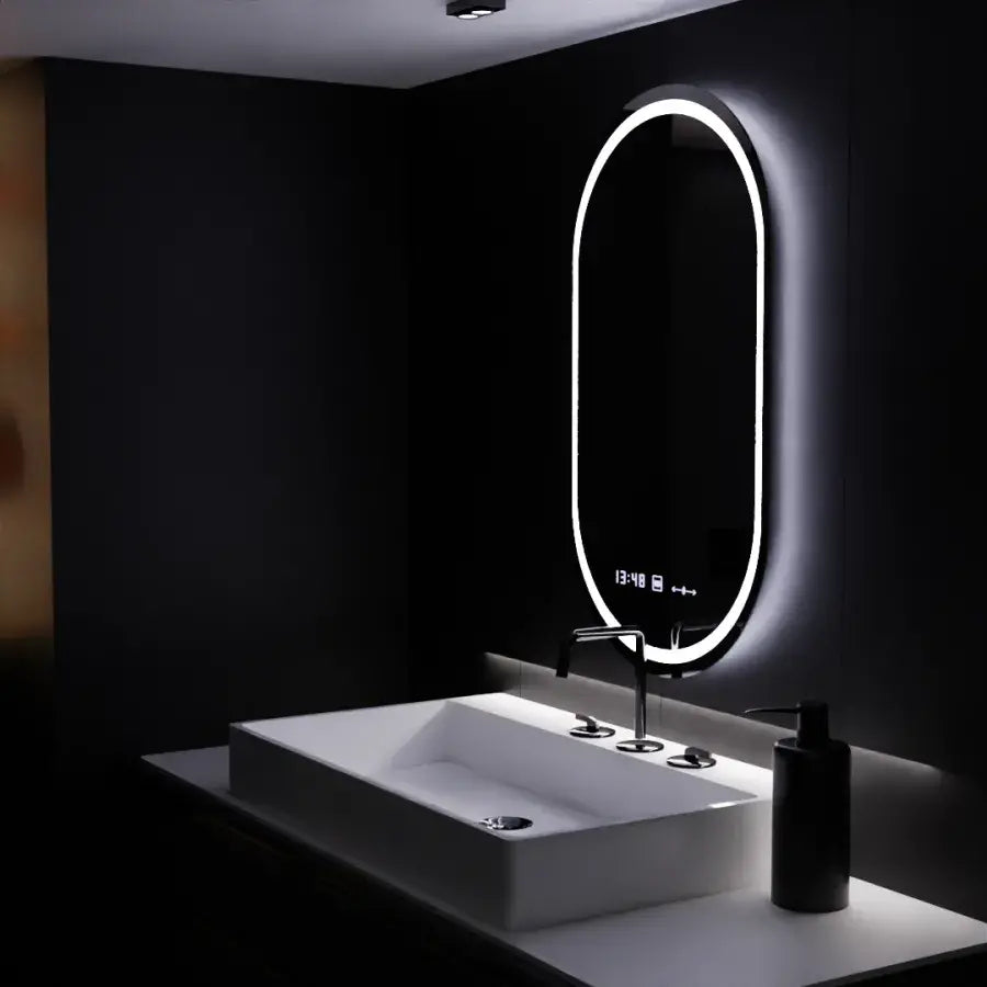 Oválný LED zrcadlo 60x80cm Eminence Motionglow Marcellow Dimable Clock Defrosting System
