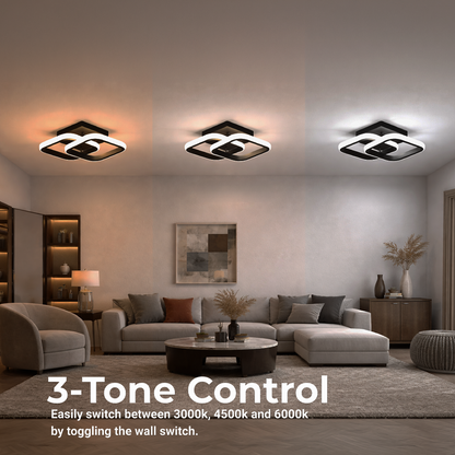 VERTEX Matrix LED lustr překrývající kosočtverce, kovové rámy, 24W, 2 kosočtverce, studené/teplé/neutrální světlo 3000K/4000K/6000K, černá, kov a silikon