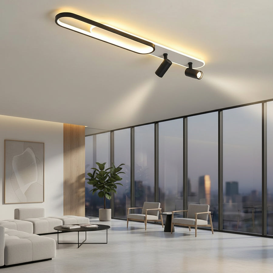LED lustr s nastavitelným projektorem FISSO Camilla 49W, studené/teplé/neutrální světlo, černá