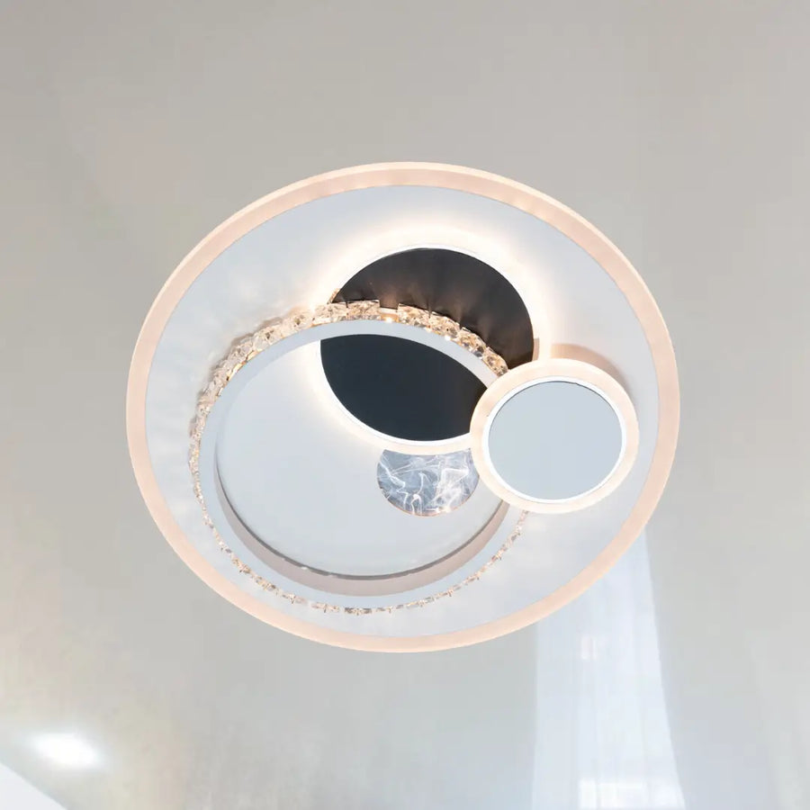 LED lustr s krystalem HELIOX, 43W, 4 kruhy, studené/teplé/neutrální světlo, bílá