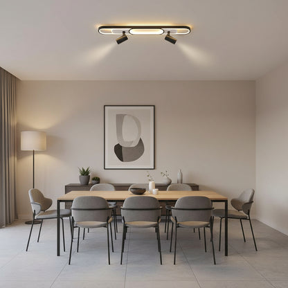 LED lustr s nastavitelným projektorem FISSO Camilla 49W, studené/teplé/neutrální světlo, černá