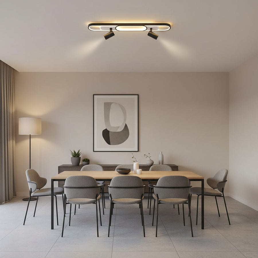LED lustr s nastavitelným projektorem FISSO Camilla 49W, studené/teplé/neutrální světlo, černá