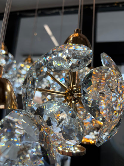 Křišťálový LED lustr KILKENNY Culmino, 144W, neutrální světlo, průměr 60cm, zlatý