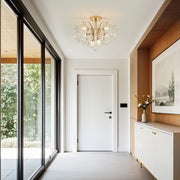 Křišťálový lustr Fiamma, 6x E14, průměr 45 cm, zlato, kov a křišťál