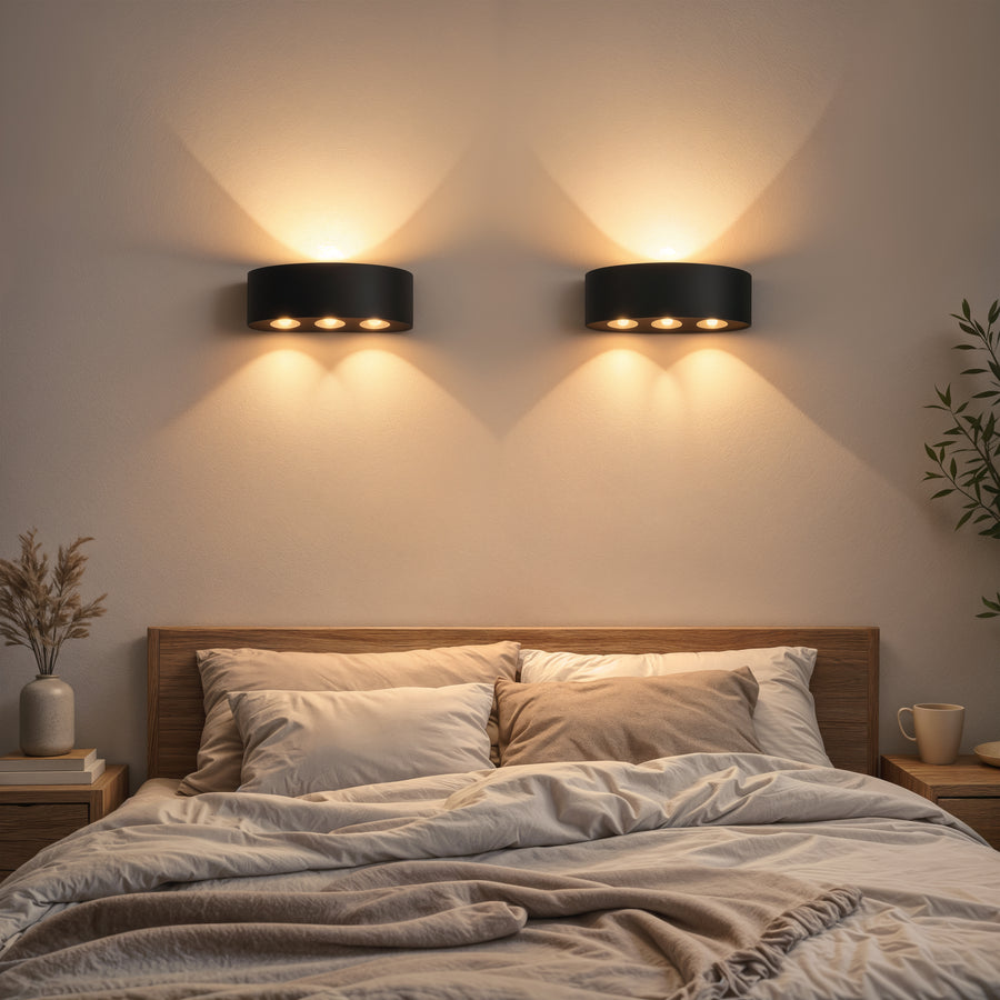 Vnější nástěnné LED svítidlo Ellis, 6W, 6 světelných zdrojů, teplé světlo, černá