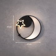 LED lustr s dálkovým ovládáním ALYONA 44W, Měsíc a hvězda, Studené/Teplé/Neutrální světlo, Stmívatelné, Černá