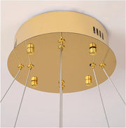 LED lustr s dálkovým ovládáním, LLC132/300+500GD, křišťál a kov, 48W, 2 kruhy, stmívatelný, nastavitelná výška, studené/teplé/neutrální světlo 3000K/4000K/6000K, luxusní osvětlení,