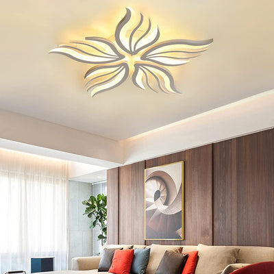 LED lustr s dálkovým ovládáním SAKURA 60W, 5 okvětních lístků, Studené/Teplé/Neutrální světlo, Stmívatelné, Bílá