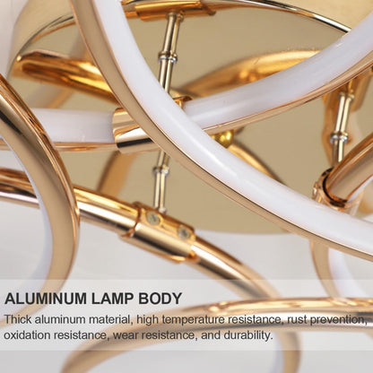 LED lustr s dálkovým ovládáním LT771/500GD, 25W, teplé/studené/neutrální světlo 3000K/4000K/6000K, stmívatelné, zlato, kov a silikon