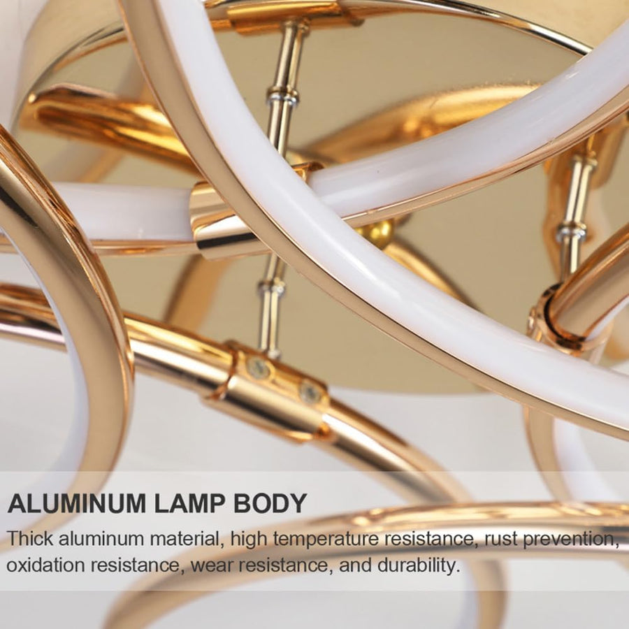 LED lustr s dálkovým ovládáním LT771/500GD, 25W, teplé/studené/neutrální světlo 3000K/4000K/6000K, stmívatelné, zlato, kov a silikon