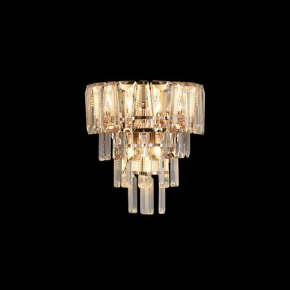 Candelabru Cristal tip Aplica VELMONT 3xE14, 26 cm, Auriu, Inaltime Reglabila, Metal si Cristal