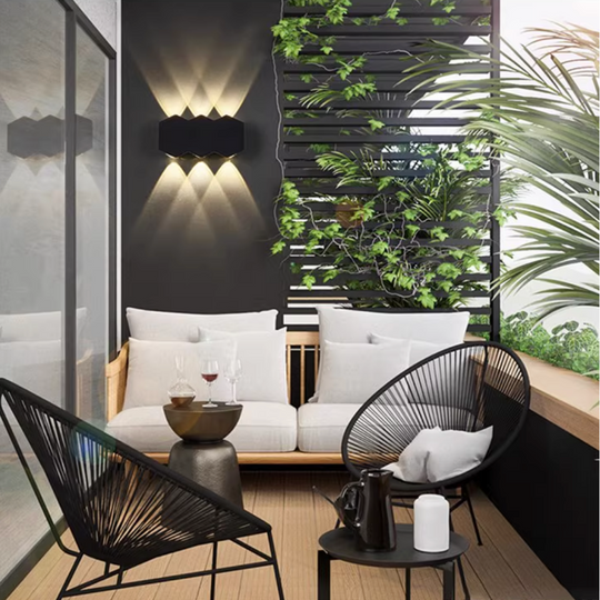 Venkovní nástěnné LED svítidlo AX231, 12W, 6 světelných zdrojů, teplé světlo, černá Venkovní nástěnná svítidla Výchozí název Alessandro Design
