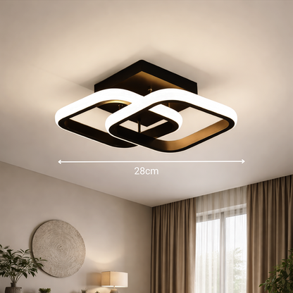 VERTEX Matrix LED lustr překrývající kosočtverce, kovové rámy, 24W, 2 kosočtverce, studené/teplé/neutrální světlo 3000K/4000K/6000K, černá, kov a silikon