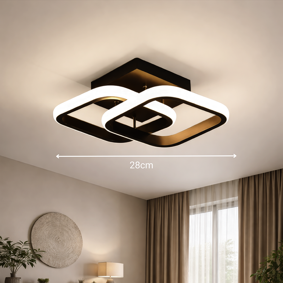 VERTEX Matrix LED lustr překrývající kosočtverce, kovové rámy, 24W, 2 kosočtverce, studené/teplé/neutrální světlo 3000K/4000K/6000K, černá, kov a silikon