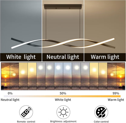Závěsný LED lustr s dálkovým ovládáním, FLUX, 27W, 115cm, studené/teplé/neutrální světlo 3000K/4000K/6000K, stmívatelný, černý, nastavitelná výška, kov a silikon