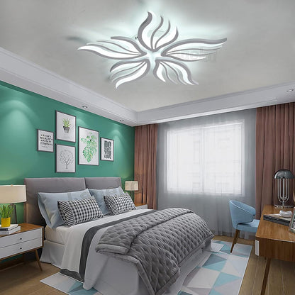 LED lustr s dálkovým ovládáním SAKURA 60W, 5 okvětních lístků, Studené/Teplé/Neutrální světlo, Stmívatelné, Bílá