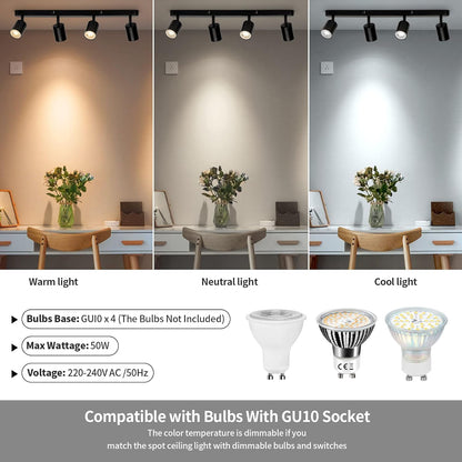 Moderní klasický lustr, LC500/4BK s lineárním projektorem, 4XGU10, kov, černý