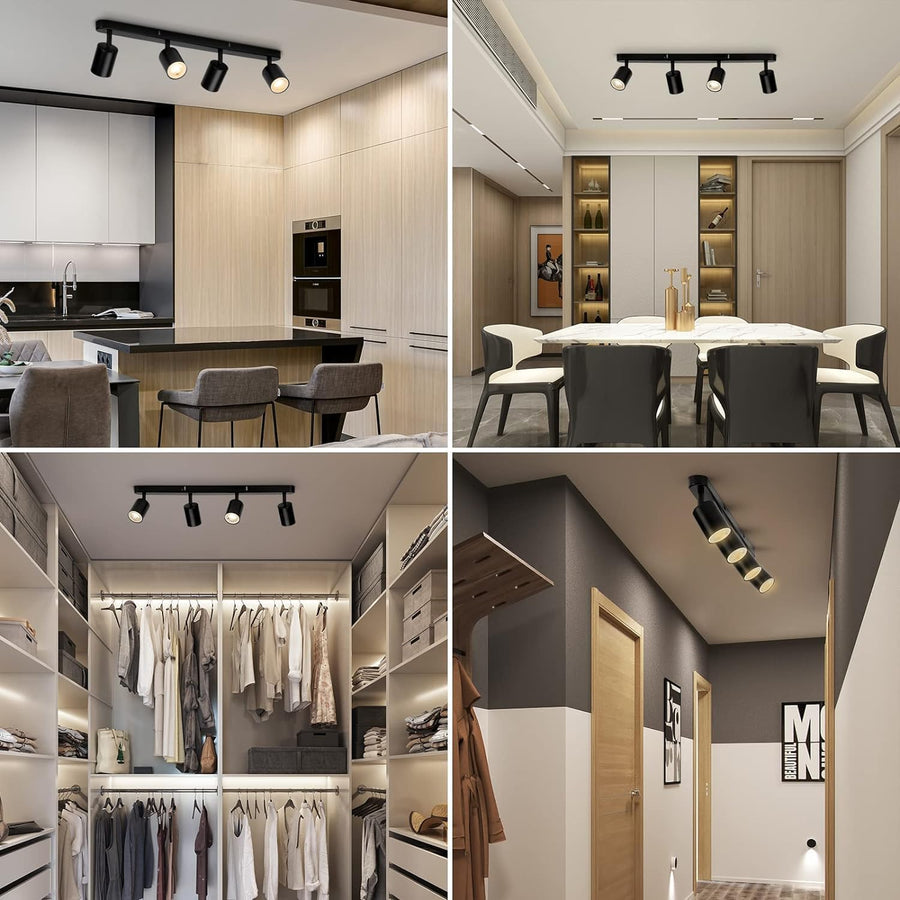 Moderní klasický lustr, LC500/4BK s lineárním projektorem, 4XGU10, kov, černý