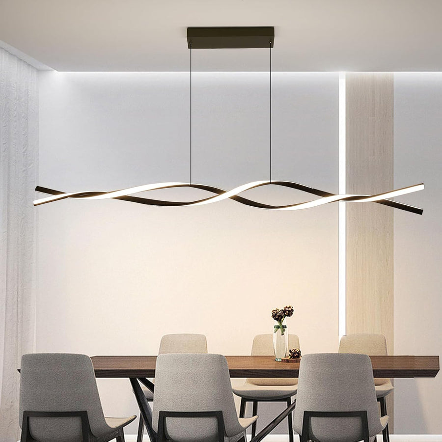Závěsný LED lustr s dálkovým ovládáním, FLUX, 27W, 115cm, studené/teplé/neutrální světlo 3000K/4000K/6000K, stmívatelný, černý, nastavitelná výška, kov a silikon