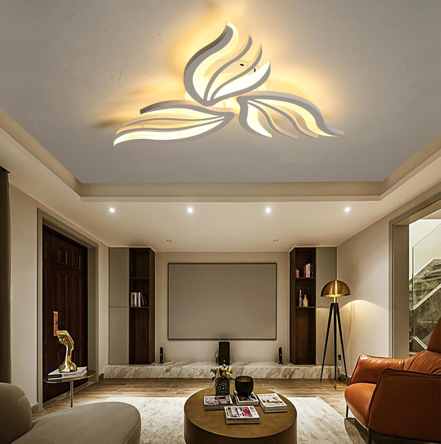 LED lustr s dálkovým ovládáním SAKURA 37W, 3 okvětní lístky, Studené/Teplé/Neutrální světlo, Stmívatelné, Bílá