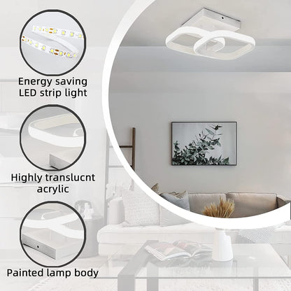 VERTEX Matrix LED lustr, překrývající se diamanty, kovové rámy, 11W, 2 diamanty, studené/teplé/neutrální světlo 3000K/4000K/6000K, bílá