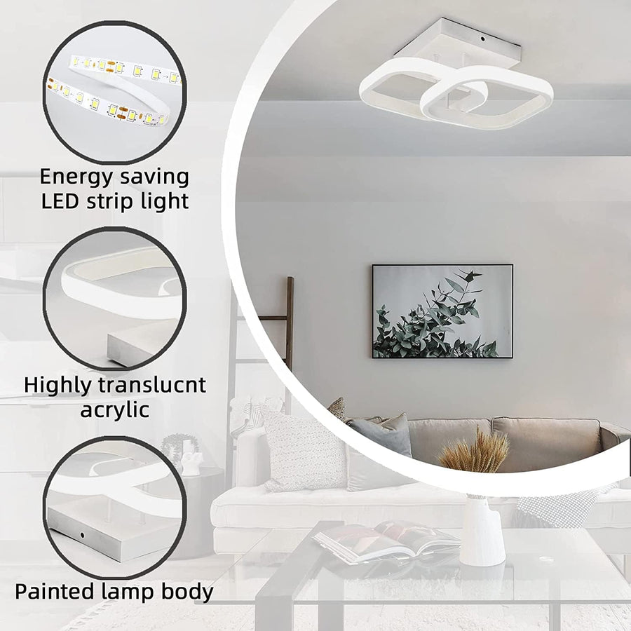 VERTEX Matrix LED lustr, překrývající se diamanty, kovové rámy, 11W, 2 diamanty, studené/teplé/neutrální světlo 3000K/4000K/6000K, bílá