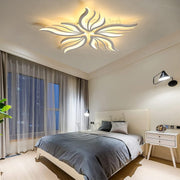 LED lustr s dálkovým ovládáním SAKURA 60W, 5 okvětních lístků, Studené/Teplé/Neutrální světlo, Stmívatelné, Bílá