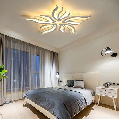 LED lustr s dálkovým ovládáním SAKURA 60W, 5 okvětních lístků, Studené/Teplé/Neutrální světlo, Stmívatelné, Bílá