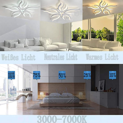 LED lustr s dálkovým ovládáním SAKURA 60W, 5 okvětních lístků, Studené/Teplé/Neutrální světlo, Stmívatelné, Bílá