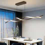 Závěsný LED lustr s dálkovým ovládáním, FLUX, 27W, 115cm, studené/teplé/neutrální světlo 3000K/4000K/6000K, stmívatelný, černý, nastavitelná výška, kov a silikon