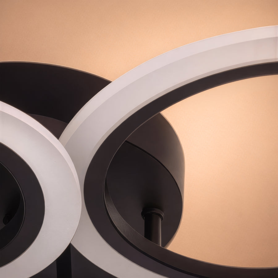 LED lustr s dálkovým ovládáním BETTY 44W, 4 kruhy, Studené/Teplé/Neutrální světlo, Stmívatelné, Černá