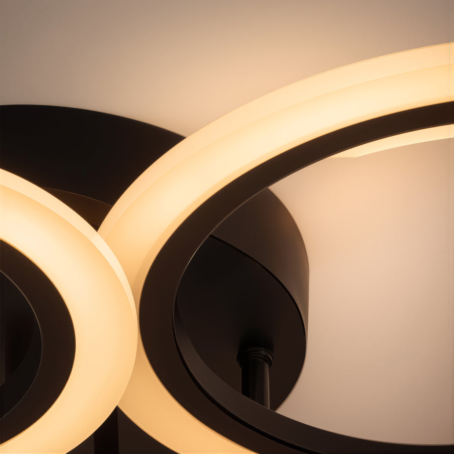 LED lustr s dálkovým ovládáním BETTY 82W, 6 kruhů, Studené/Teplé/Neutrální světlo, Stmívatelné, Černá