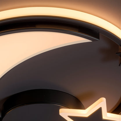 LED lustr s dálkovým ovládáním ALYONA 44W, Měsíc a hvězda, Studené/Teplé/Neutrální světlo, Stmívatelné, Černá