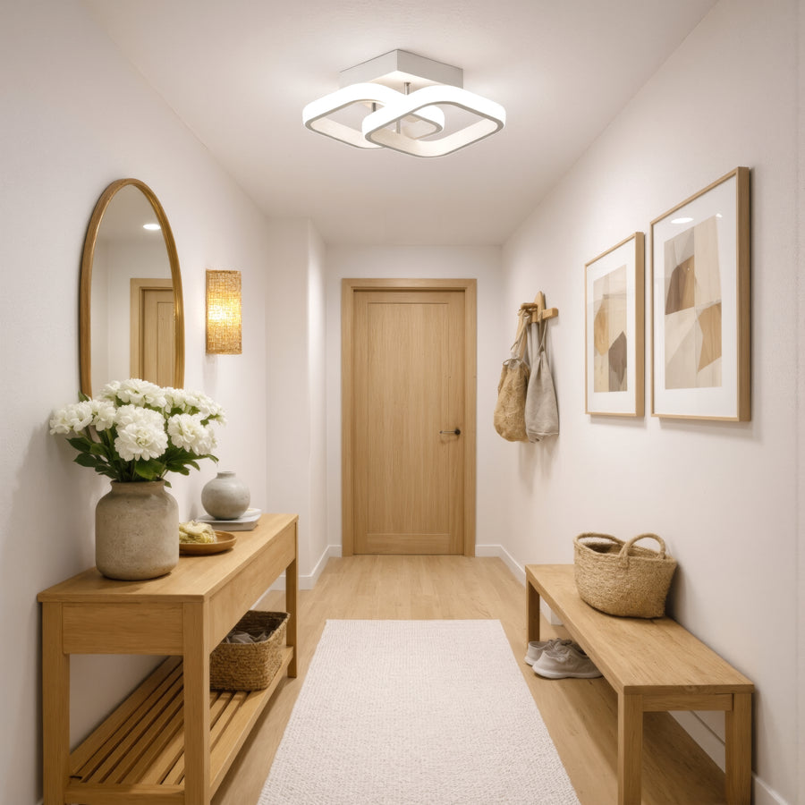 VERTEX Matrix LED lustr, překrývající se diamanty, kovové rámy, 11W, 2 diamanty, studené/teplé/neutrální světlo 3000K/4000K/6000K, bílá