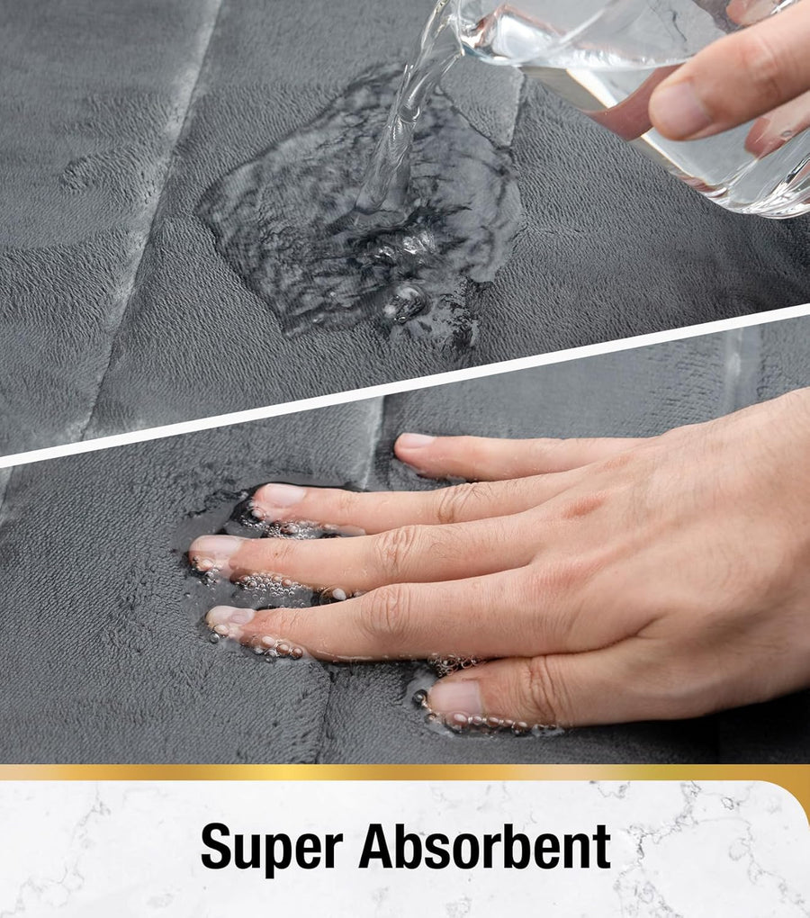 Sada 3 koupelnových předložek, 50x40 cm, modrá, protiskluzová