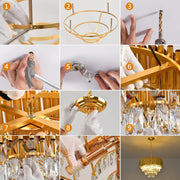 Křišťálový lustr VERSAILLES Petito 3xE14, průměr 30cm, zlatý, nastavitelná výška, kov a křišťál