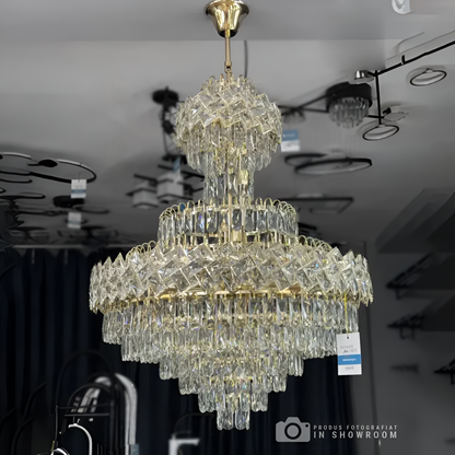 Junnut 21*E27 Chandier, Crystal and Metal, Golden