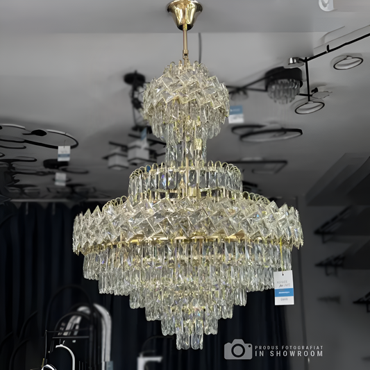 Junnut 21*E27 Chandier, Crystal and Metal, Golden