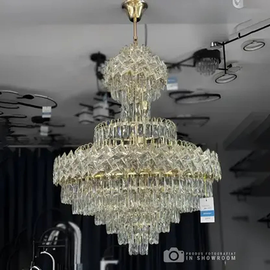 Junnut 21*E27 Chandier, Crystal and Metal, Golden