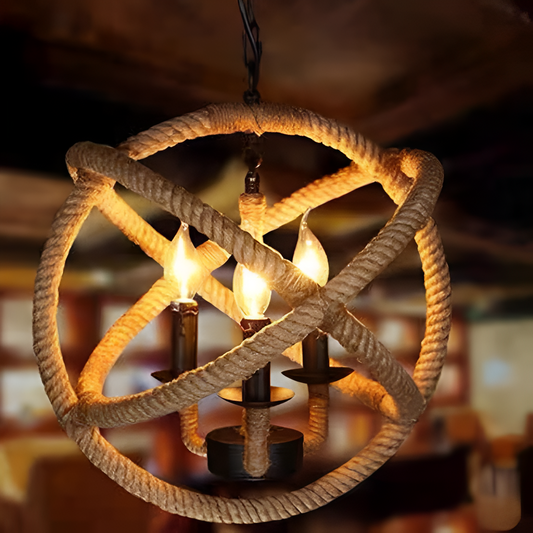 Vintage lustr LV585/4BK, 4xE14, Rustikální stodola, Struna a kov, 30 cm, Černá