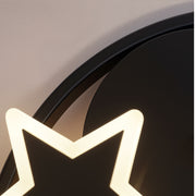 LED lustr s dálkovým ovládáním ALYONA 44W, Měsíc a hvězda, Studené/Teplé/Neutrální světlo, Stmívatelné, Černá