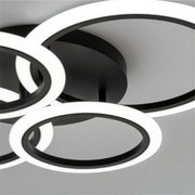 LED lustr s dálkovým ovládáním BETTY 44W, 4 kruhy, Studené/Teplé/Neutrální světlo, Stmívatelné, Černá